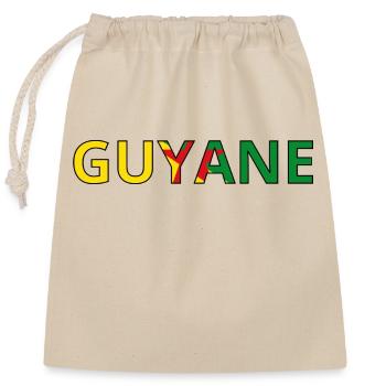 Flag of French Guiana - Closable cotton gift bag (25x30cm) - nature - Front