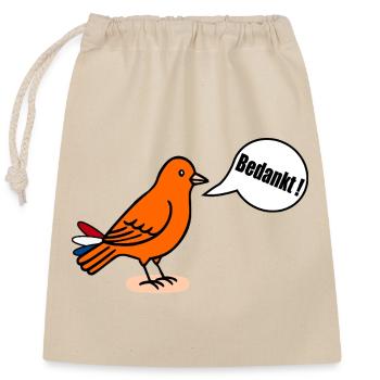 Thank you - Closable cotton gift bag (25x30cm) - nature - Front