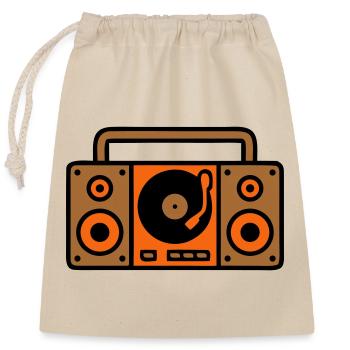 Retro Boombox Ghettoblaster 80er - Verschließbarer Geschenkbeutel aus Baumwolle (25x30cm) - Natur - Vorne