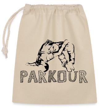 Parkour Symbol freerunning backflip somersault graphic - Closable cotton gift bag (25x30cm) - nature - Front