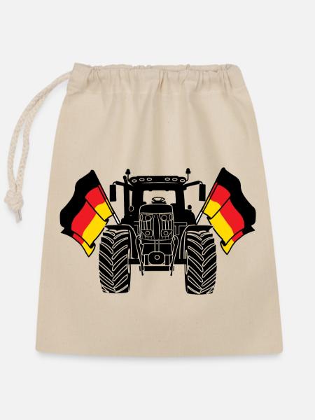 Traktor zwei Fahnen Deutschland - Verschließbarer Geschenkbeutel aus Baumwolle (25x30cm) - Natur