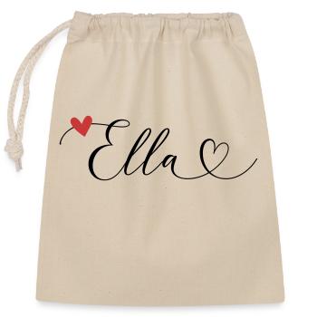 Ella Last name First name Calligraphy heart - Closable cotton gift bag (25x30cm) - nature - Front