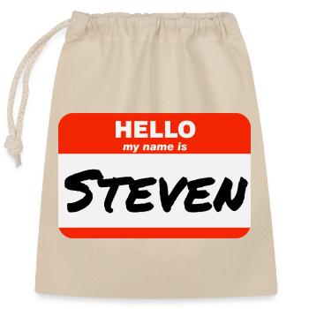 Hello My Name Is Steven Etikett Namensschild - Verschließbarer Geschenkbeutel aus Baumwolle (25x30cm) - Natur - Vorne
