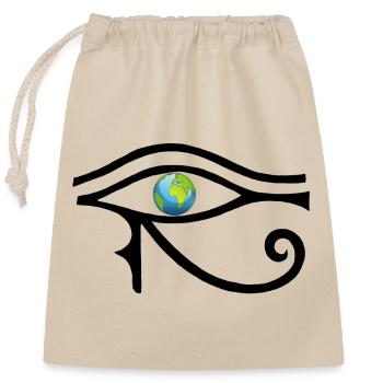 Look at the world (black) - Closable cotton gift bag (25x30cm) - nature - Front
