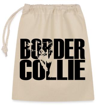 Border Collie - Closable cotton gift bag (25x30cm) - nature - Front