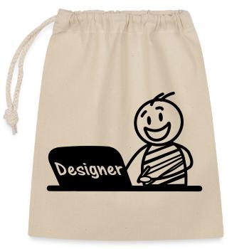 Laptop-Designer arbeiten - Verschließbarer Geschenkbeutel aus Baumwolle (25x30cm) - Natur - Vorne
