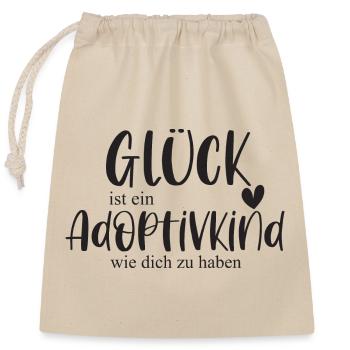 Adoptiert Adoptivkind Adoption Familie Geschenk - Verschließbarer Geschenkbeutel aus Baumwolle (25x30cm) - Natur - Vorne