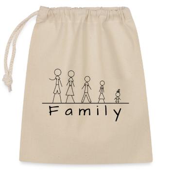 Famille de figurines en bâton - Sac cadeau en coton avec cordon (25 x 30 cm) - nature - Devant