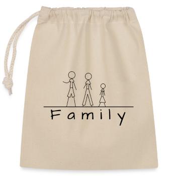 Famille de figurines en bâton - Sac cadeau en coton avec cordon (25 x 30 cm) - nature - Devant