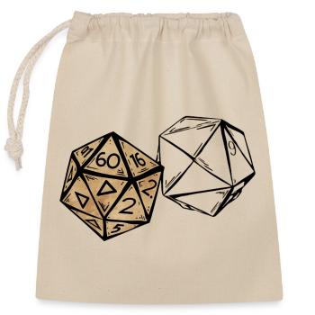 Skizze eines Rollenspielwürfels angemalt RPG - Verschließbarer Geschenkbeutel aus Baumwolle (25x30cm) - Natur - Vorne
