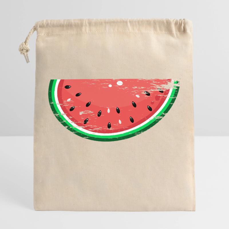 Tranche de conception de pastèque utilisée Sac cadeau en coton avec cordon (25 x 30 cm)
