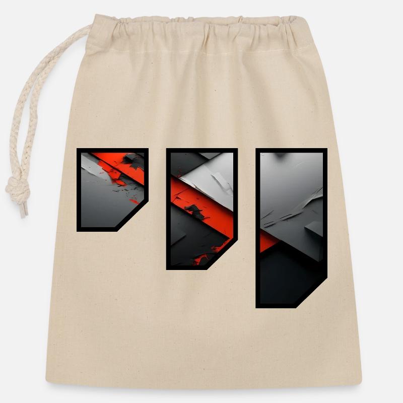 Abstract Red and Grey Tearing Pattern - Closable cotton gift bag (25x30cm) - nature