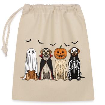 Halloween Hunde mit Kürbislaterne, Labrador - Verschließbarer Geschenkbeutel aus Baumwolle (25x30cm) - Natur - Vorne