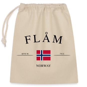 Flåm Norwegen – Urlaub Souvenir & Geschenk - Verschließbarer Geschenkbeutel aus Baumwolle (25x30cm) - Natur - Vorne