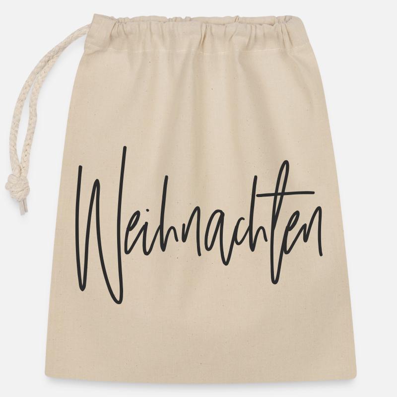 Christmas Script Hand Lettering - Closable cotton gift bag (25x30cm) - nature