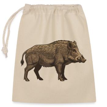 Realistic Wild Boar Brown Hunting - Closable cotton gift bag (25x30cm) - nature - Front