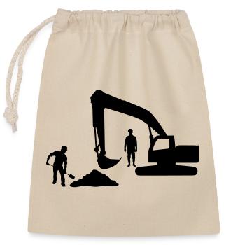 Kipper-Crew – Sandarbeiter - Verschließbarer Geschenkbeutel aus Baumwolle (25x30cm) - Natur - Vorne