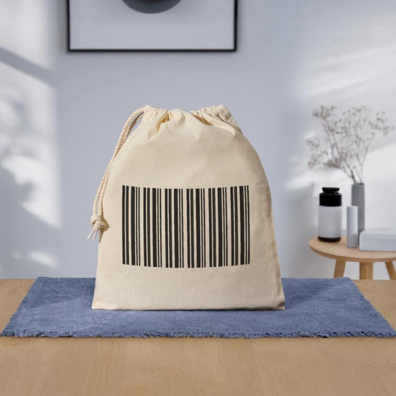 Barcode Strichcode Nerd IT Technik Design Verschließbarer Geschenkbeutel aus Baumwolle (25x30cm)