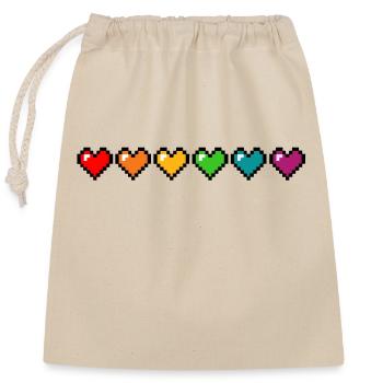 Pride Pixel Hearts - Closable cotton gift bag (25x30cm) - nature - Front