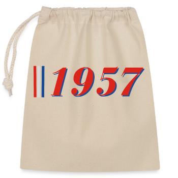 Année 1957 - Sac cadeau en coton avec cordon (25 x 30 cm) - nature - Devant