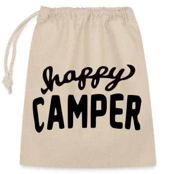 Ella Lopez "happy camper" - Verschließbarer Geschenkbeutel aus Baumwolle (25x30cm) - Natur - Vorne