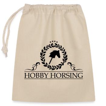 Hobby Horsing Logo mit Lohrbeerkranz - Verschließbarer Geschenkbeutel aus Baumwolle (25x30cm) - Natur - Vorne