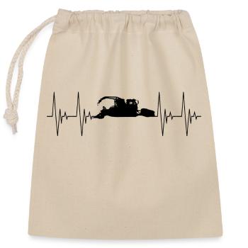 Snow groomer silhouette heartbeat snow groomer - Closable cotton gift bag (25x30cm) - nature - Front