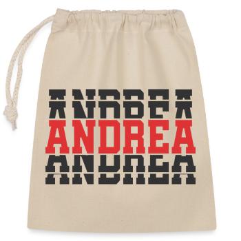 T-Shirt Andrea T-Shirt Geschenkidee gestapelter Text - Verschließbarer Geschenkbeutel aus Baumwolle (25x30cm) - Natur - Vorne