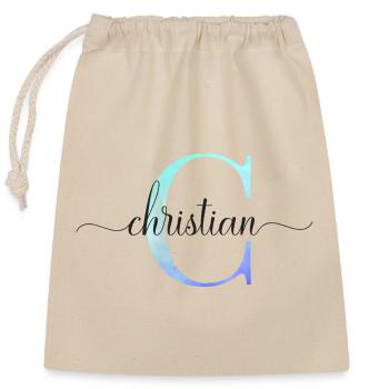 C| Monogram | Name | Christian| Watercolor - Closable cotton gift bag (25x30cm) - nature - Front