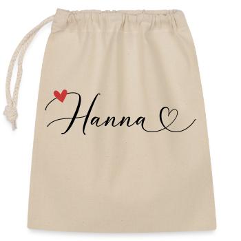 Hanna Name Vorname Kalligrafieherz - Verschließbarer Geschenkbeutel aus Baumwolle (25x30cm) - Natur - Vorne