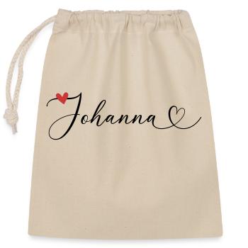 Johanna Nom Prénom Calligraphie coeur - Sac cadeau en coton avec cordon (25 x 30 cm) - nature - Devant