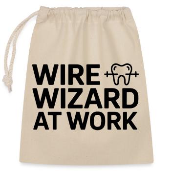 WIRE WIZARD AT WORK Assistant dentaire professionnel - Sac cadeau en coton avec cordon (25 x 30 cm) - nature - Devant