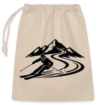 Piste de ski Mountains - Sac cadeau en coton avec cordon (25 x 30 cm) - nature - Devant