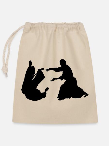Aikido-Wurf - Verschließbarer Geschenkbeutel aus Baumwolle (25x30cm) - Natur
