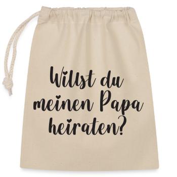 Papa Heiratsantrag Antrag heiraten Kind Baby - Verschließbarer Geschenkbeutel aus Baumwolle (25x30cm) - Natur - Vorne