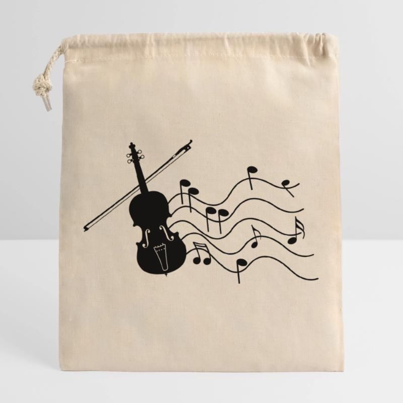 Violon avec notes Sac cadeau en coton avec cordon (25 x 30 cm)
