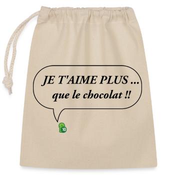 JE T AIME PLUS que le chocolat - Sac cadeau en coton avec cordon (25 x 30 cm) - nature - Devant
