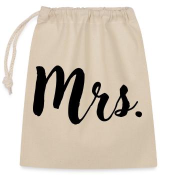 Miss Mrs. ❤ Partnerlook - Verschließbarer Geschenkbeutel aus Baumwolle (25x30cm) - Natur - Vorne
