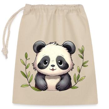 Kleiner Panda - Verschließbarer Geschenkbeutel aus Baumwolle (25x30cm) - Natur - Vorne