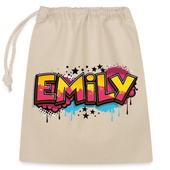 Emily Graffiti Cool Name First Name - Closable cotton gift bag (25x30cm) - nature - Front