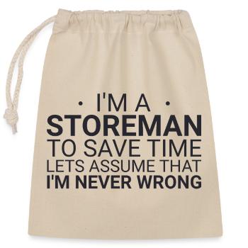 Storeman Never Wrong - Verschließbarer Geschenkbeutel aus Baumwolle (25x30cm) - Natur - Vorne