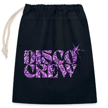 Disco Crew Lila Glitzer Logo - Verschließbarer Geschenkbeutel aus Baumwolle (25x30cm) - Navy - Vorne