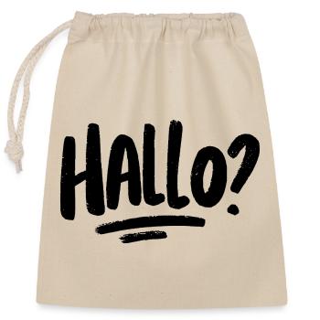 Hello? -black - Closable cotton gift bag (25x30cm) - nature - Front
