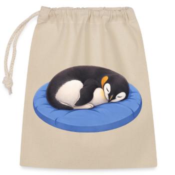 Mignon manchot de dessins animés endormi en train de se câliner - Sac cadeau en coton avec cordon (25 x 30 cm) - nature - Devant