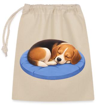 Dessin animé Beagle mignon, câlin, somnole détente - Sac cadeau en coton avec cordon (25 x 30 cm) - nature - Devant