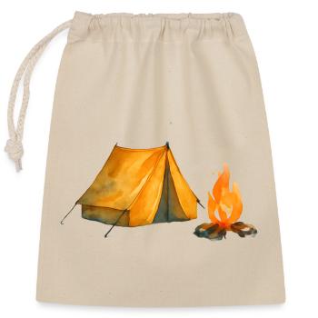 Lagerabenteuer Zelt & Feuer - Verschließbarer Geschenkbeutel aus Baumwolle (25x30cm) - Natur - Vorne