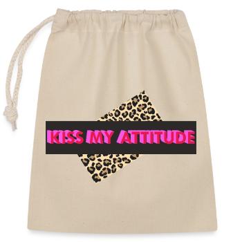 Embrasse-moi l’attitude - Sac cadeau en coton avec cordon (25 x 30 cm) - nature - Devant