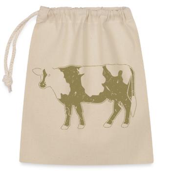 Cow Silhouette Farm Grunge Style - Closable cotton gift bag (25x30cm) - nature - Front