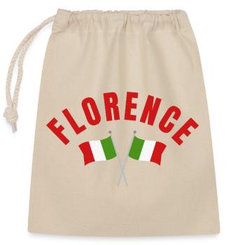 Emblème du drapeau italien de Florence - Sac cadeau en coton avec cordon (25 x 30 cm) - nature - Devant
