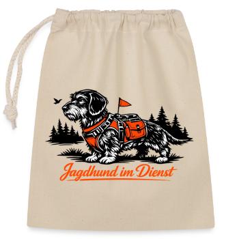 Jagdhund im Dienst – Outdoor-Hund - Verschließbarer Geschenkbeutel aus Baumwolle (25x30cm) - Natur - Vorne